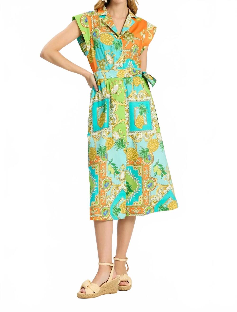 NEW TYLER BOE paige midi shirtdress in positano multi